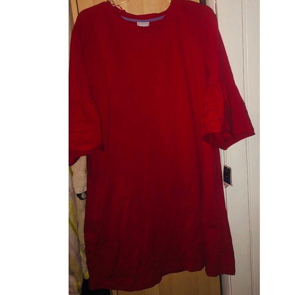 BNWT - Red Shift Dress with Bell Ruffled Sleeves - Picture 2 of 5